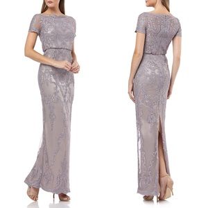 JS Collections Scallop Embroidered Blouson Dress